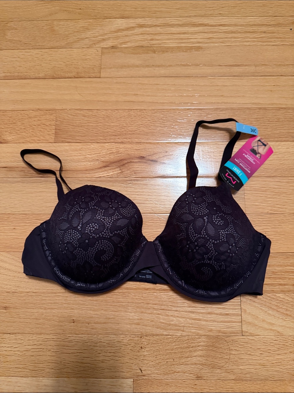Maidenform Black Lace T-Shirt Bra size 36c